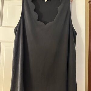 Anthro Chic Black Scalloped Tank Top